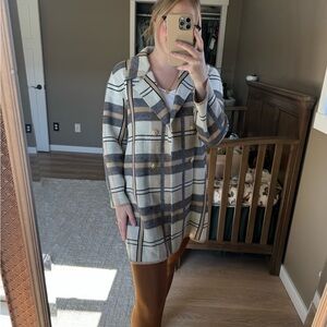 Plaid Double-Breasted Sweater